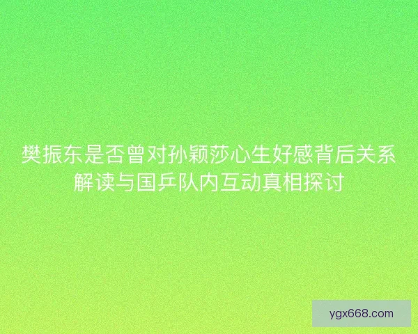樊振东是否曾对孙颖莎心生好感背后关系解读与国乒队内互动真相探讨