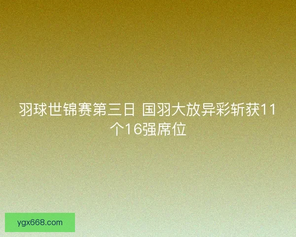 羽球世锦赛第三日 国羽大放异彩斩获11个16强席位